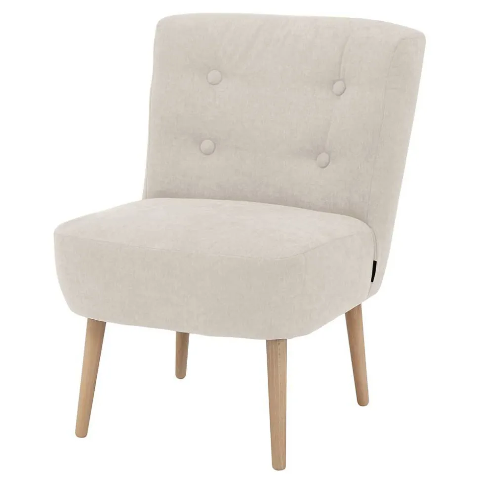 Retro Cocktailsessel in Beige und Buche - Cranzo
