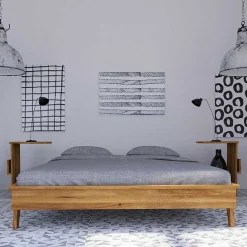 Retro Design Bettanlage aus Wildeiche - Hardus