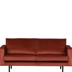 Retro Design 2er Couch in Rotbraun Samt - Enzing