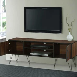 Retro Design-TV-Lowboard in Holzoptik Braun - Hamidy
