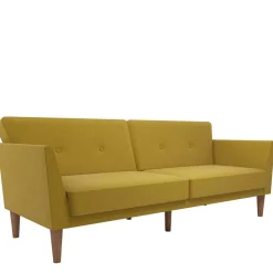 Retro Klappcouch in Senfgelb und Natur - Fiby