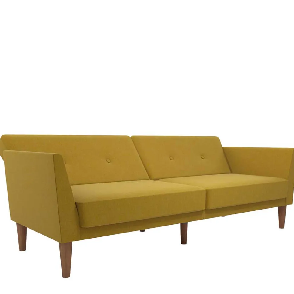 Retro Klappcouch in Senfgelb und Natur - Fiby