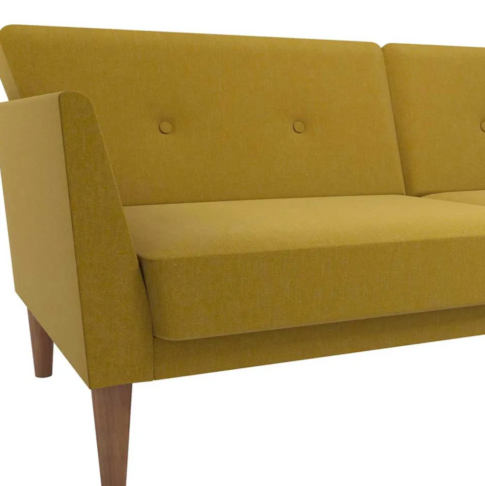 Retro Klappcouch in Senfgelb und Natur - Fiby