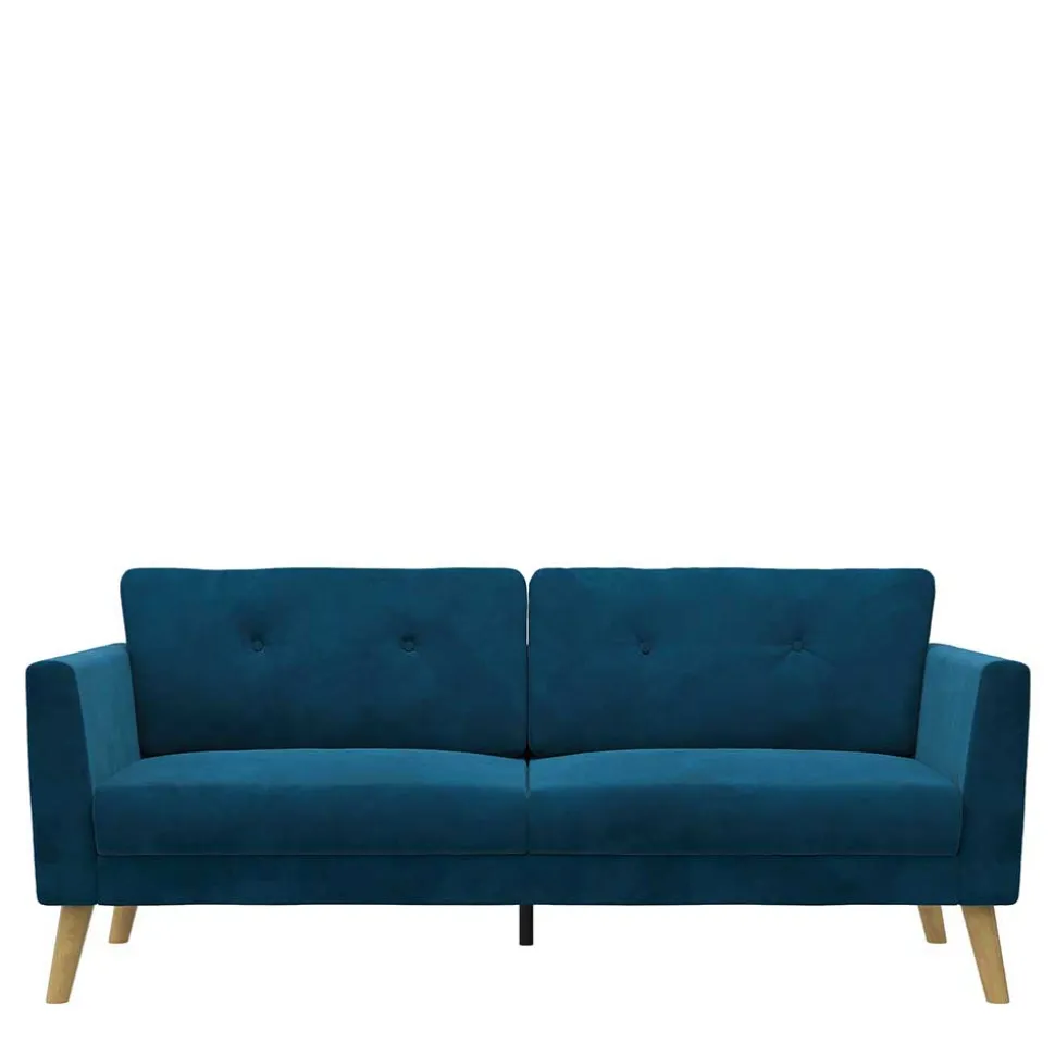 Retro Look Samtsofa in Blau - Vletko