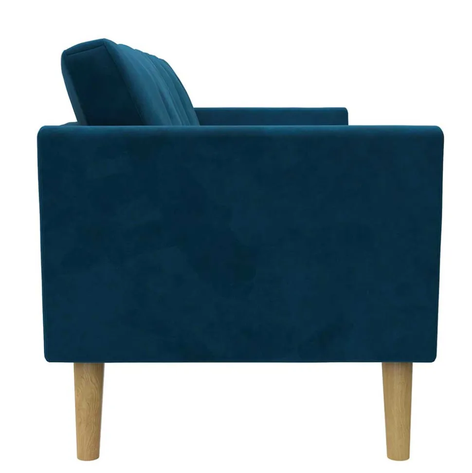 Retro Look Samtsofa in Blau - Vletko