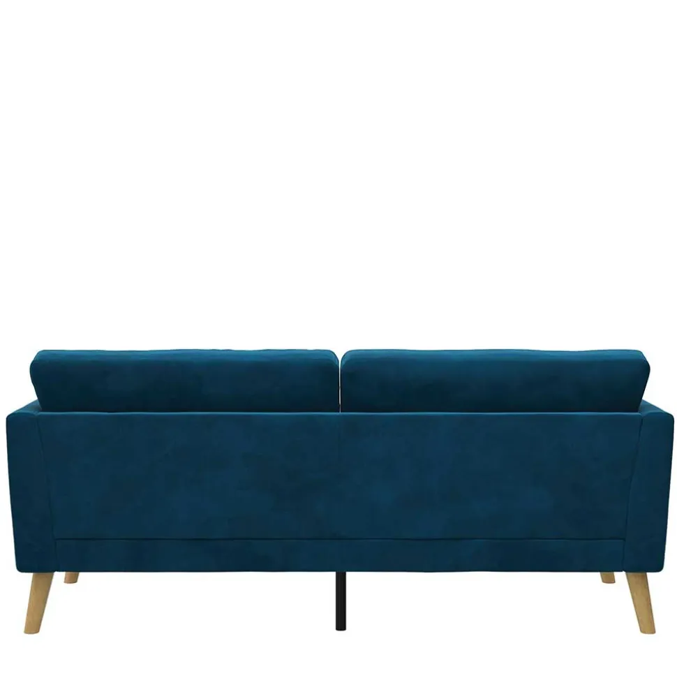 Retro Look Samtsofa in Blau - Vletko