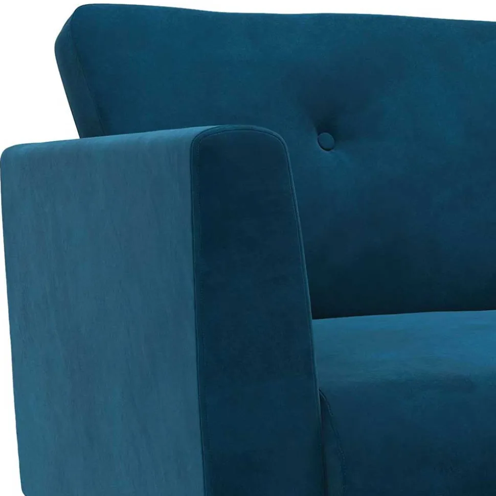 Retro Look Samtsofa in Blau - Vletko