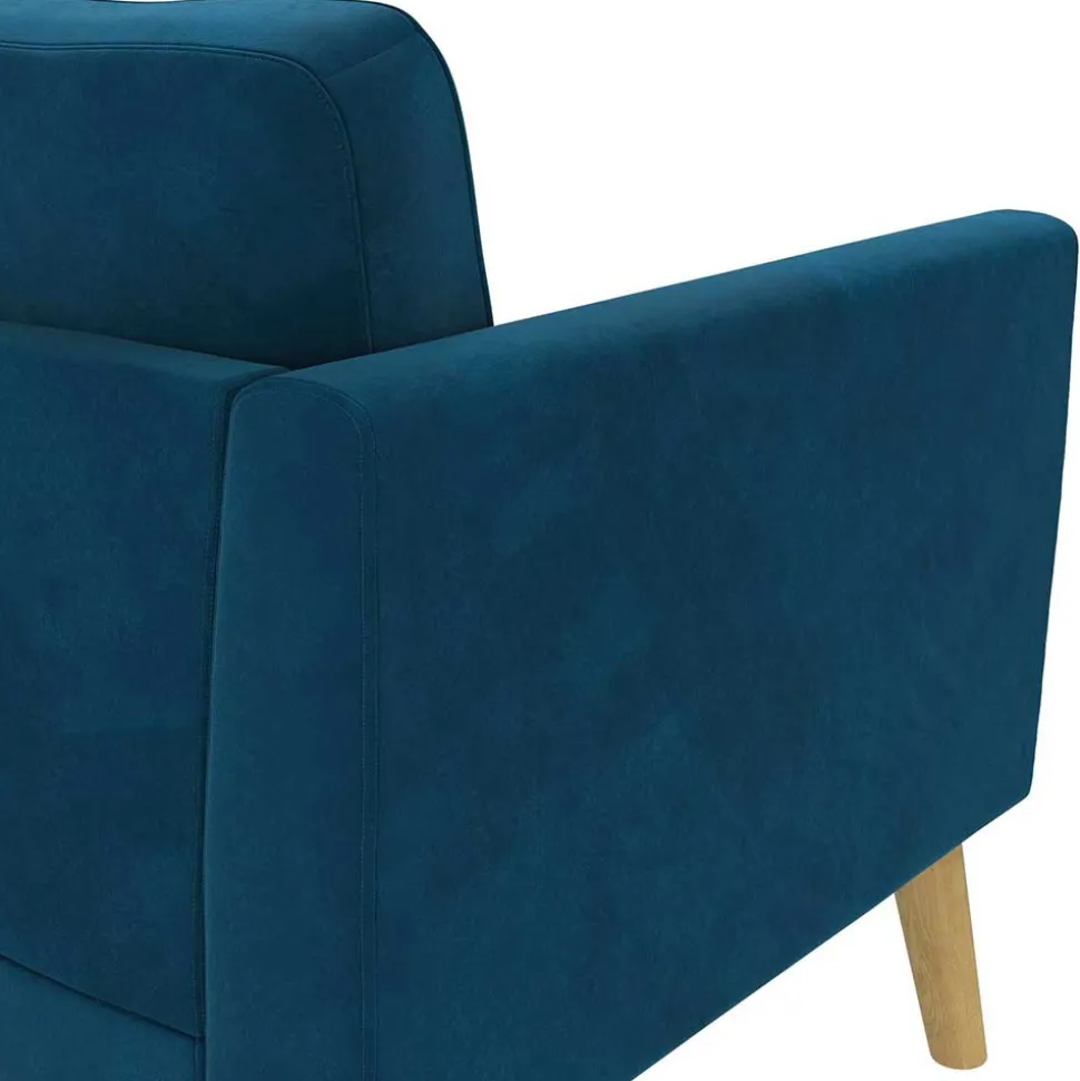 Retro Look Samtsofa in Blau - Vletko