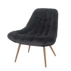Retro Loungsstuhl in Dunkelgrau Samt - Corners