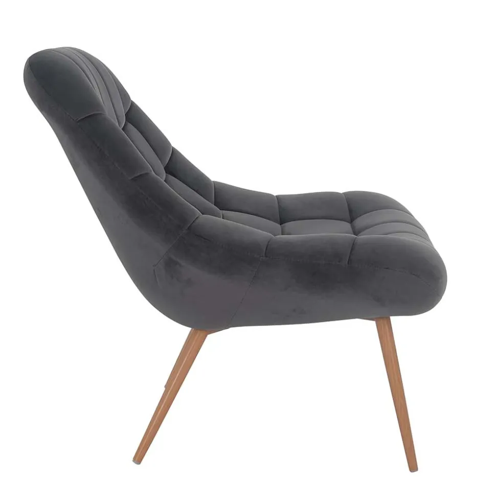 Retro Loungsstuhl in Dunkelgrau Samt - Corners