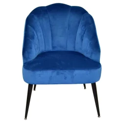 Retro Sessel in Blau Samt & Schwarz - Didesco
