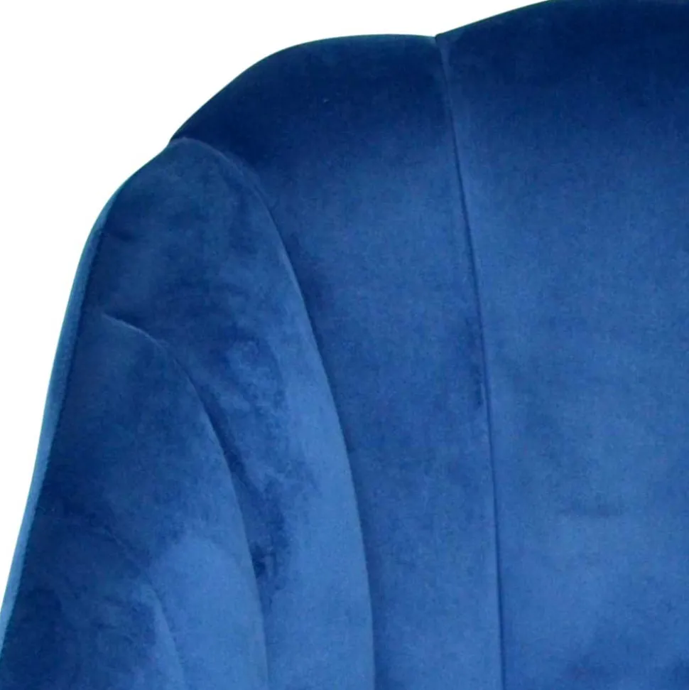 Retro Sessel in Blau Samt & Schwarz - Didesco