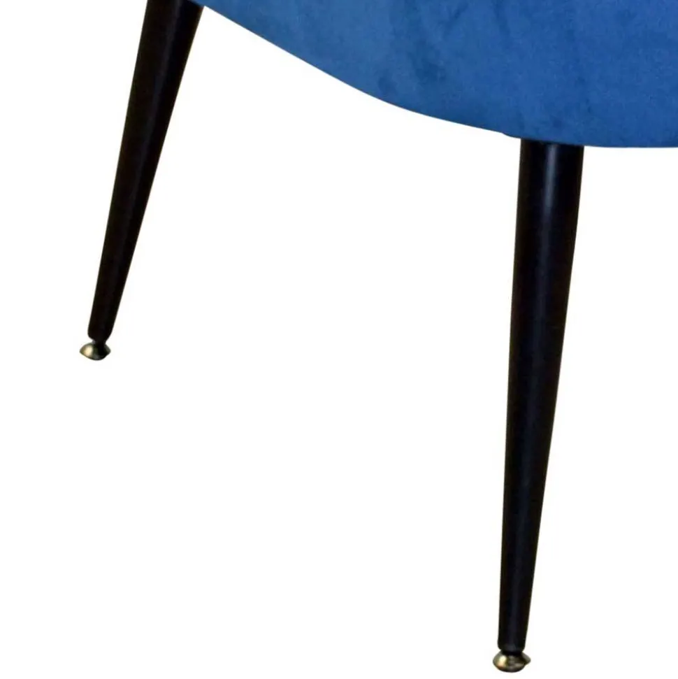 Retro Sessel in Blau Samt & Schwarz - Didesco