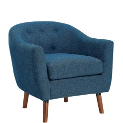 Retro Sessel in Blau und Walnuss Braun - Enlina
