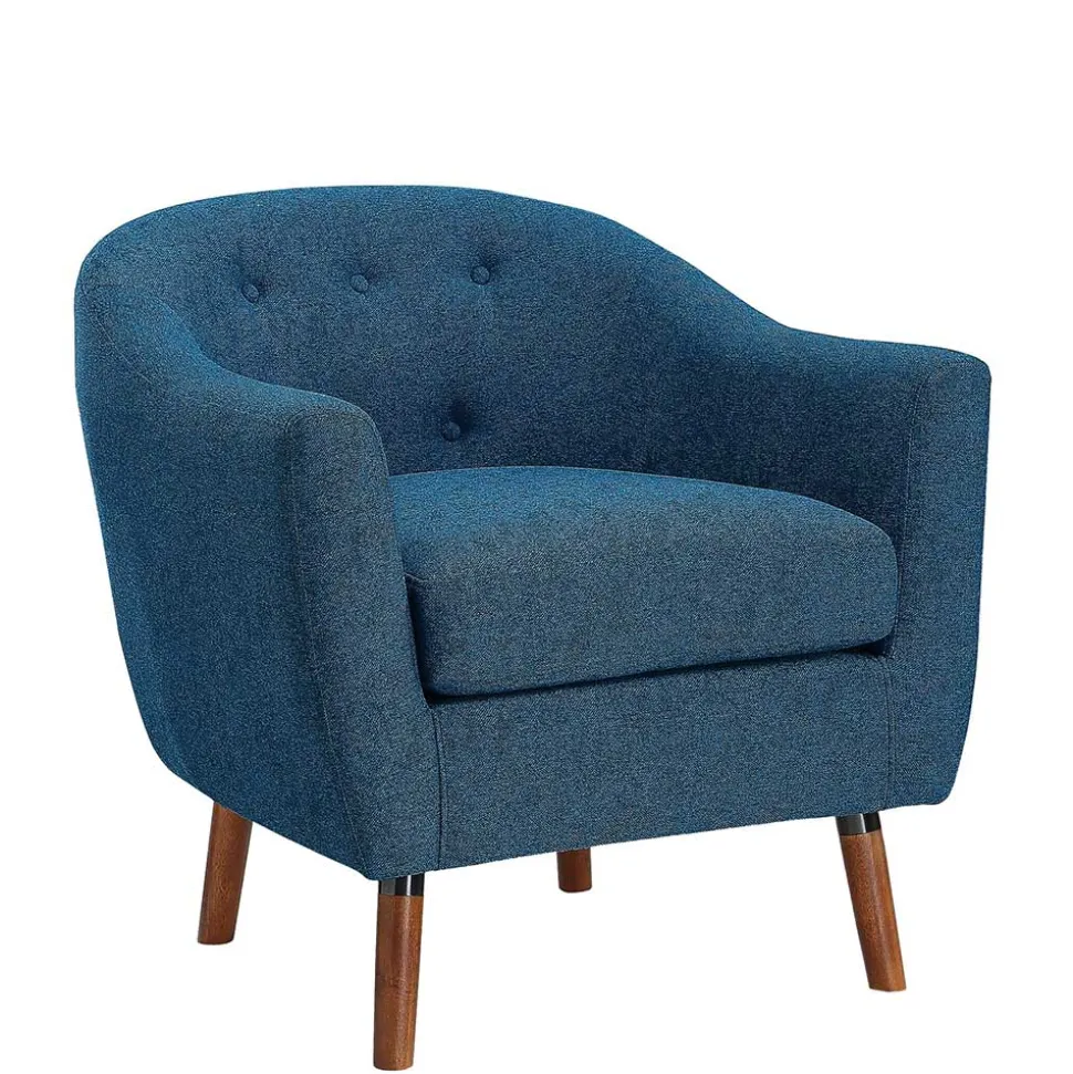 Retro Sessel in Blau und Walnuss Braun - Enlina