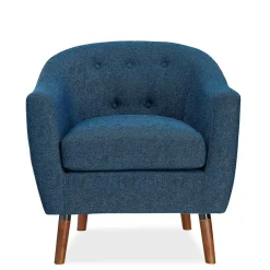 Retro Sessel in Blau und Walnuss Braun - Enlina