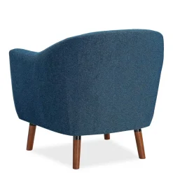 Retro Sessel in Blau und Walnuss Braun - Enlina
