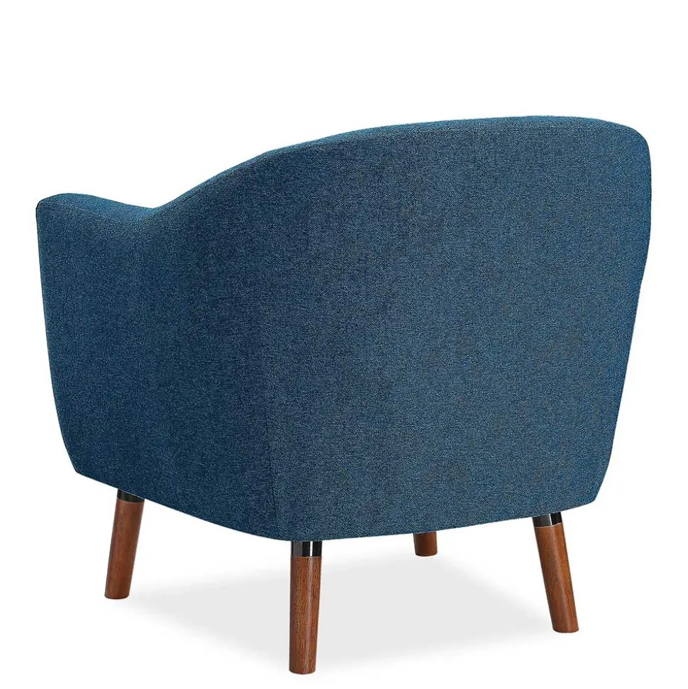 Retro Sessel in Blau und Walnuss Braun - Enlina