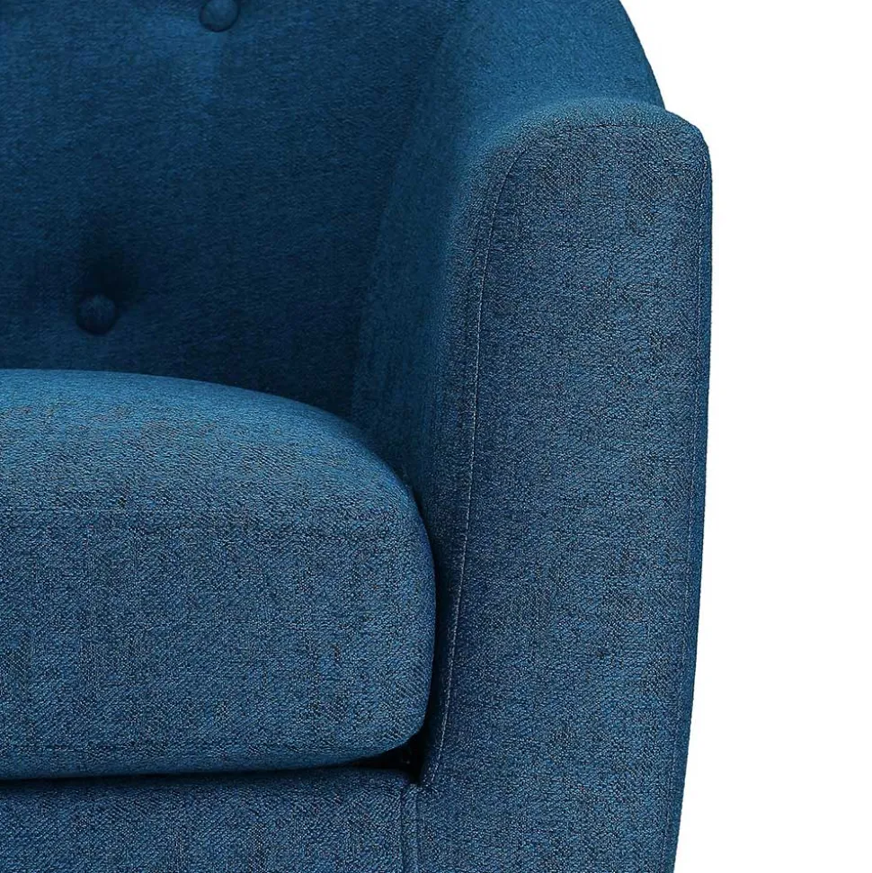 Retro Sessel in Blau und Walnuss Braun - Enlina