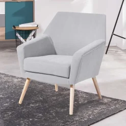 Retro Sessel in Silbergrau Velours - Desaros