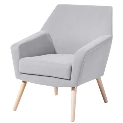Retro Sessel in Silbergrau Velours - Desaros