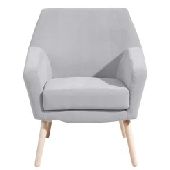Retro Sessel in Silbergrau Velours - Desaros
