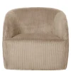 Retro Style Cord Sessel in Beige - Evilla