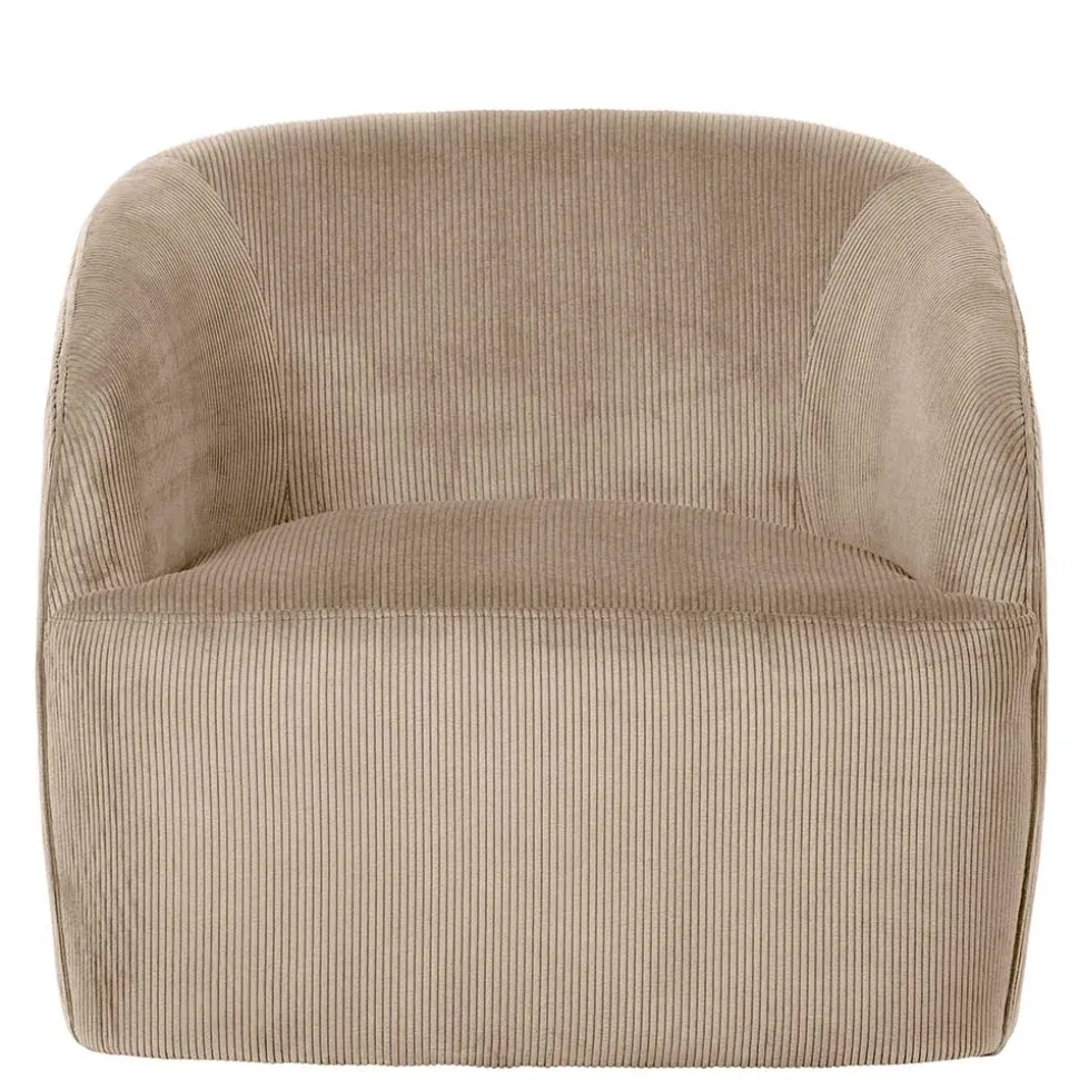 Retro Style Cord Sessel in Beige - Evilla