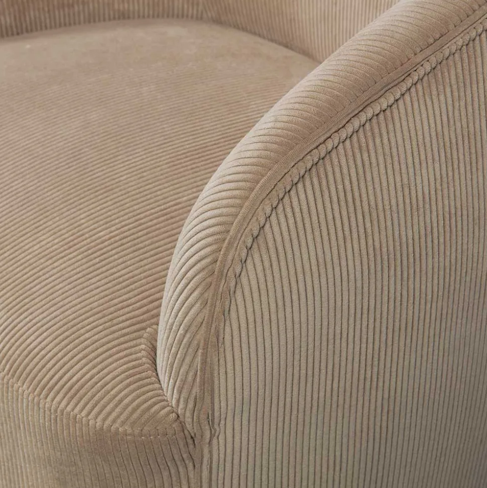 Retro Style Cord Sessel in Beige - Evilla