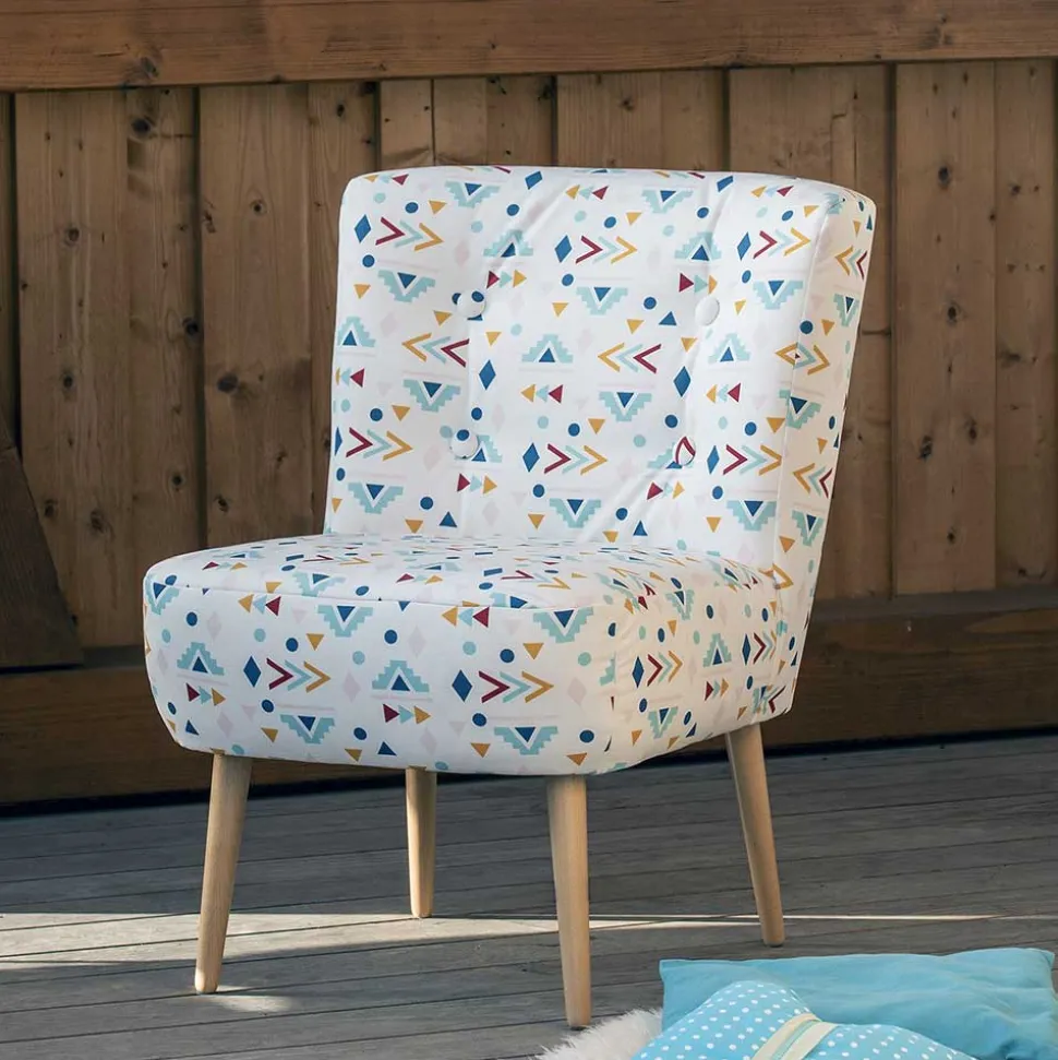 Retro Style Sessel mit gemustertem Stoffbezug - Veressa