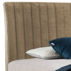 Retrodesign Boxspringbett in Beige Velours - Hannah