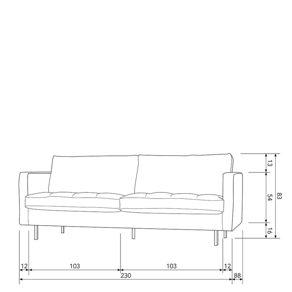 Retrosofa mit drei Sitzplätzen in Khaki - Afeiro