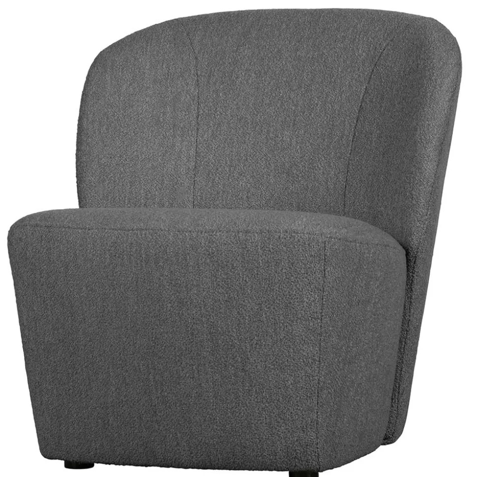 Retrostil Sessel aus Boucle-Stoff Dunkelgrau - Negro