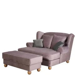 Rosa Komfortsessel mit Fußhocker - Garcia