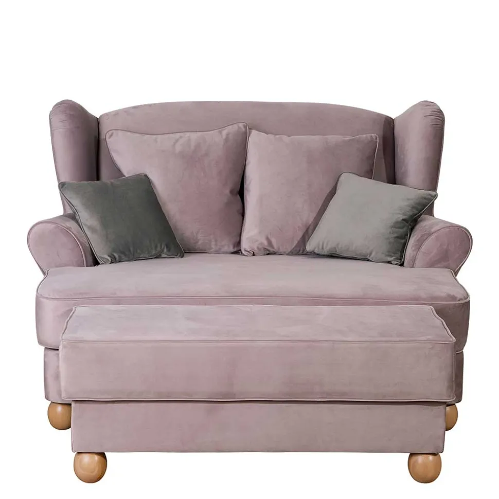 Rosa Komfortsessel mit Fußhocker - Garcia