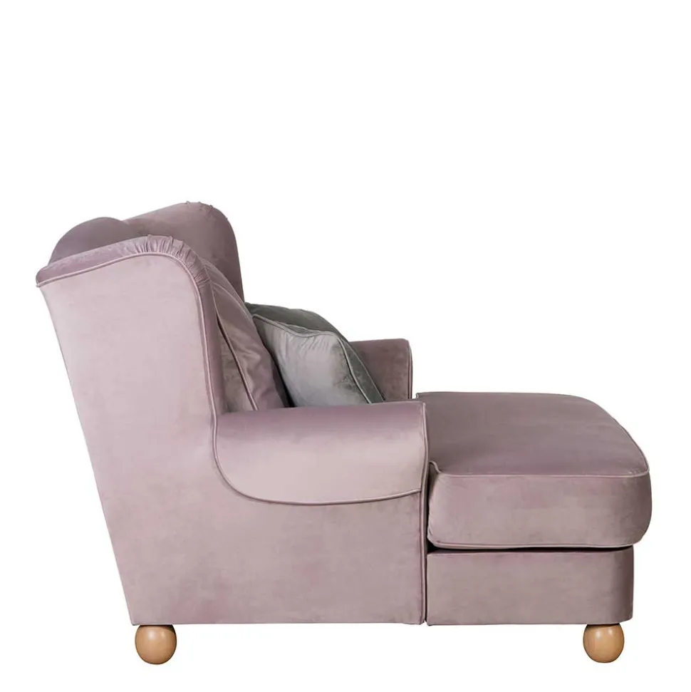 Rosa Komfortsessel mit Fußhocker - Garcia