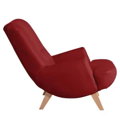Roter Kunstledersessel mit Buche Beinen - Systrem