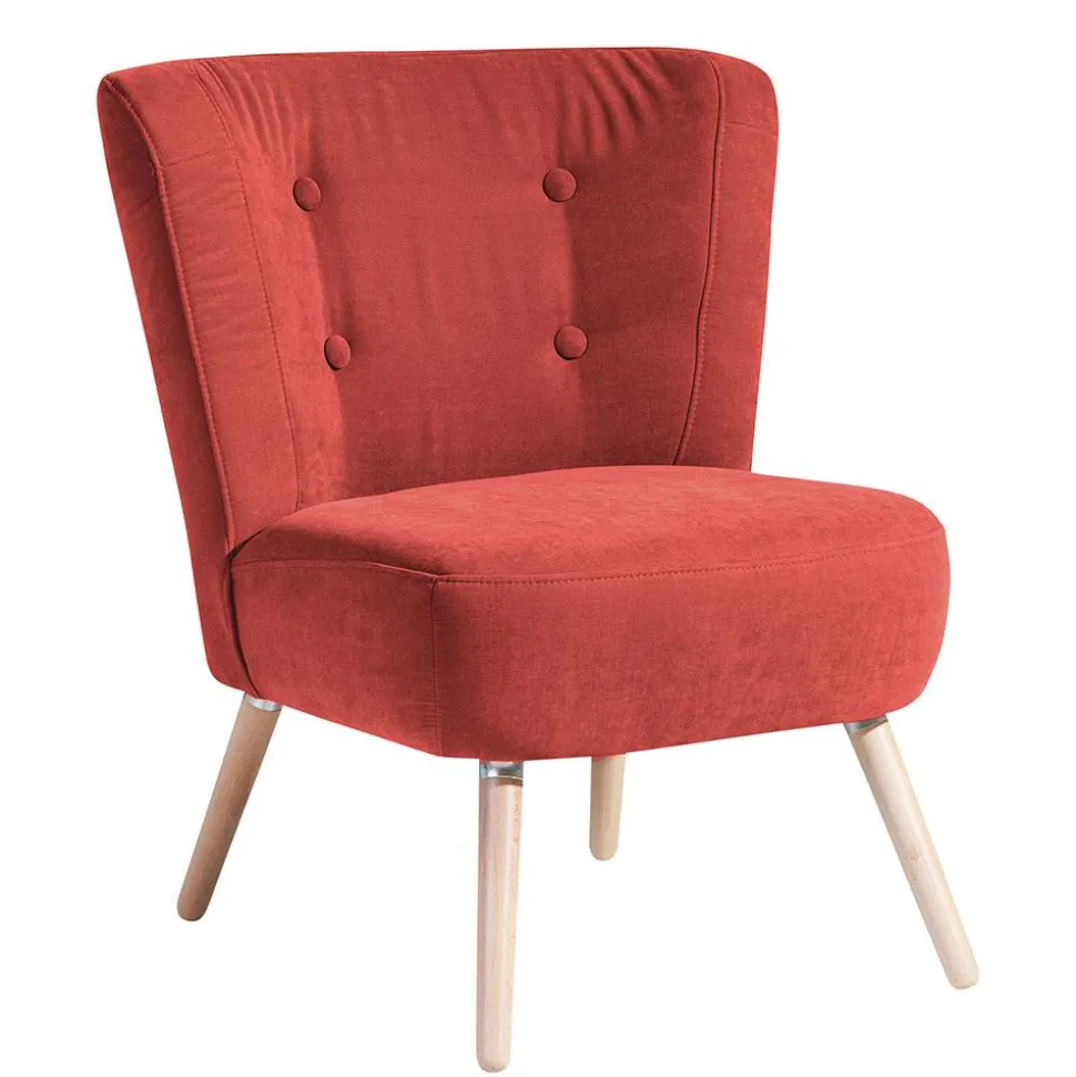 Roter Loungesessel aus Velours - Porecca