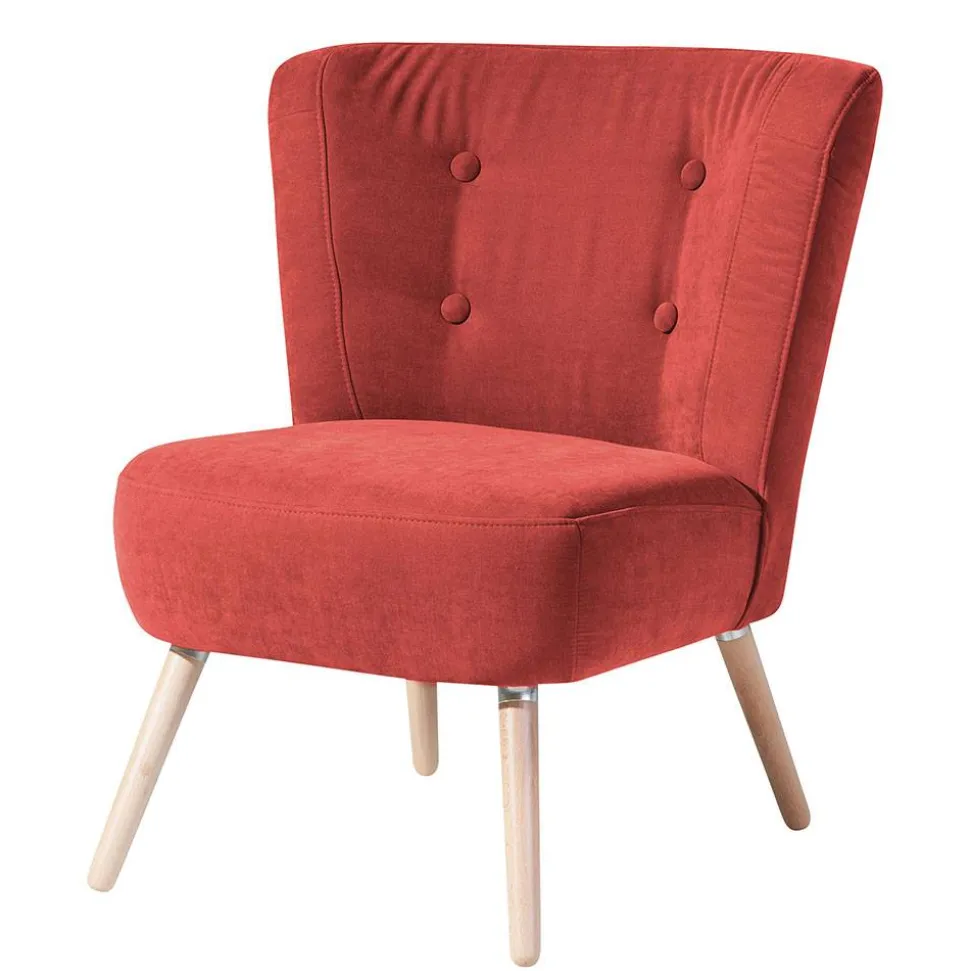 Roter Loungesessel aus Velours - Porecca