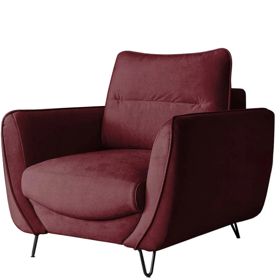 Roter Sessel in Bordeaux Samt - Yonella