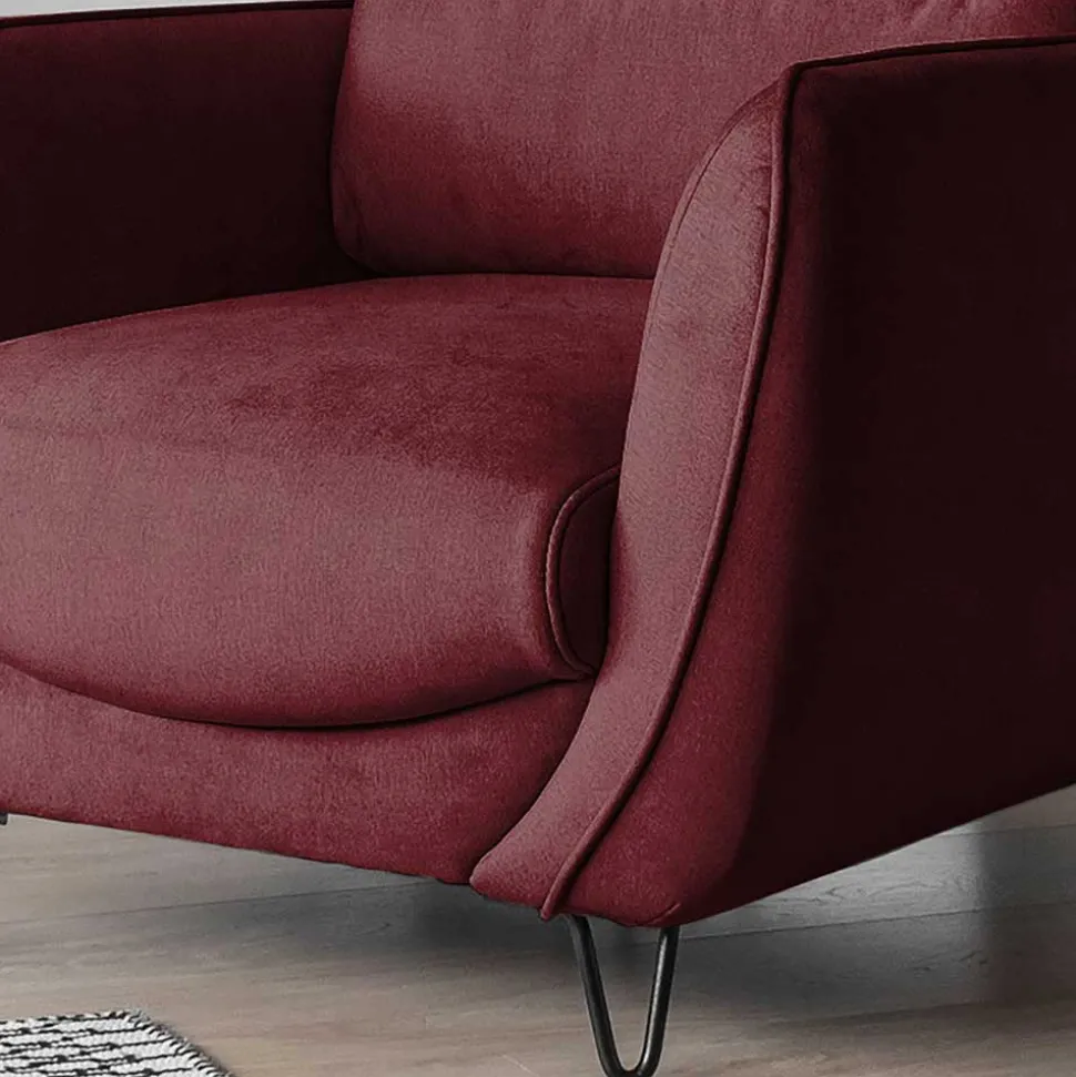 Roter Sessel in Bordeaux Samt - Yonella