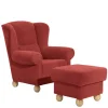 Roter Sessel mit Ohren aus Velours - Jamey