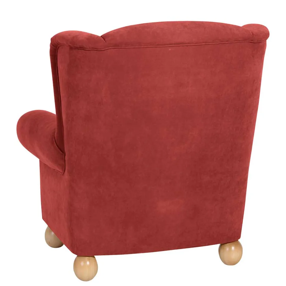 Roter Sessel mit Ohren aus Velours - Jamey