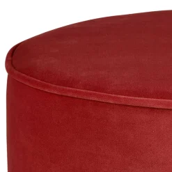 Runder Samt Sitzhocker in Rot - Loritana