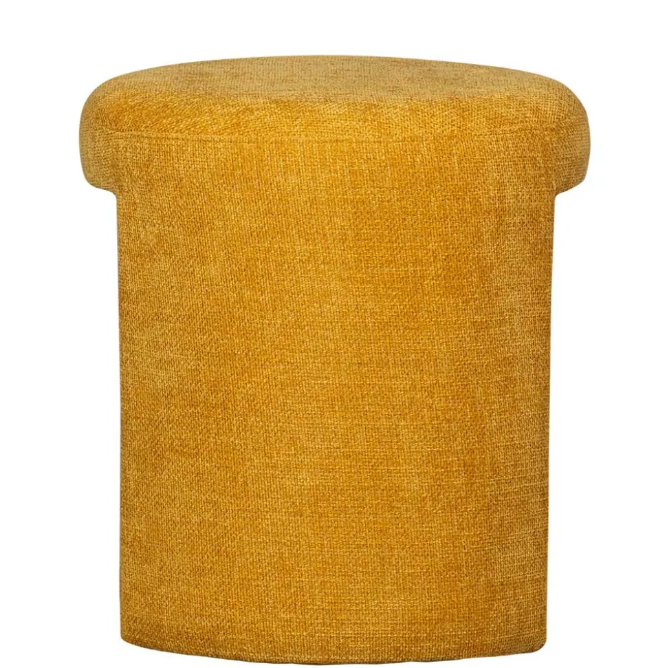 Runder Sitzhocker in Gelb Chenillebezug - Lourettes (2er Set)