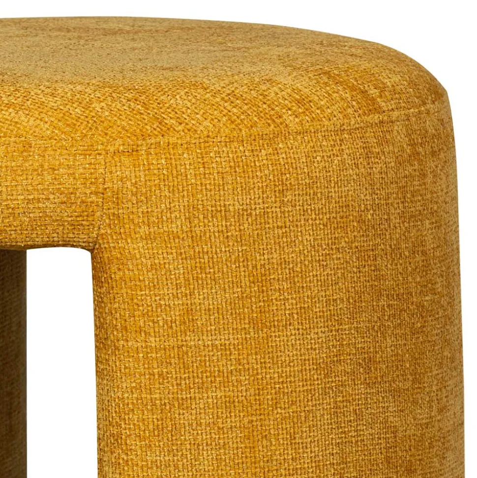 Runder Sitzhocker in Gelb Chenillebezug - Lourettes (2er Set)