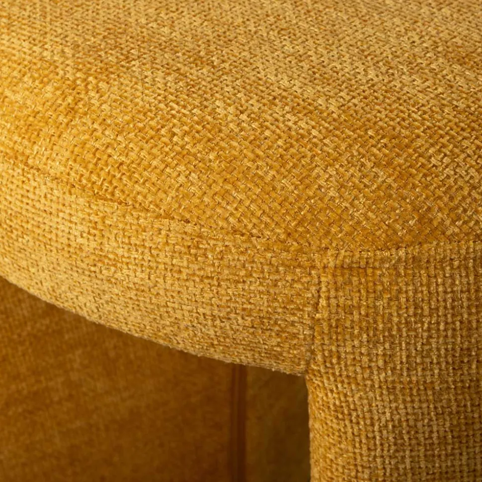 Runder Sitzhocker in Gelb Chenillebezug - Lourettes (2er Set)