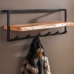 Rustikale Wandgarderobe aus Stahl in Grau - Bash