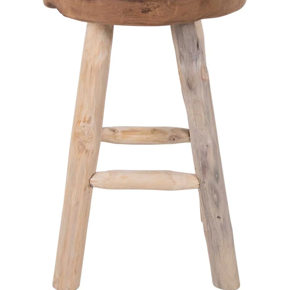 Rustikaler Holzhocker aus Teak Massivholz - Isabelona