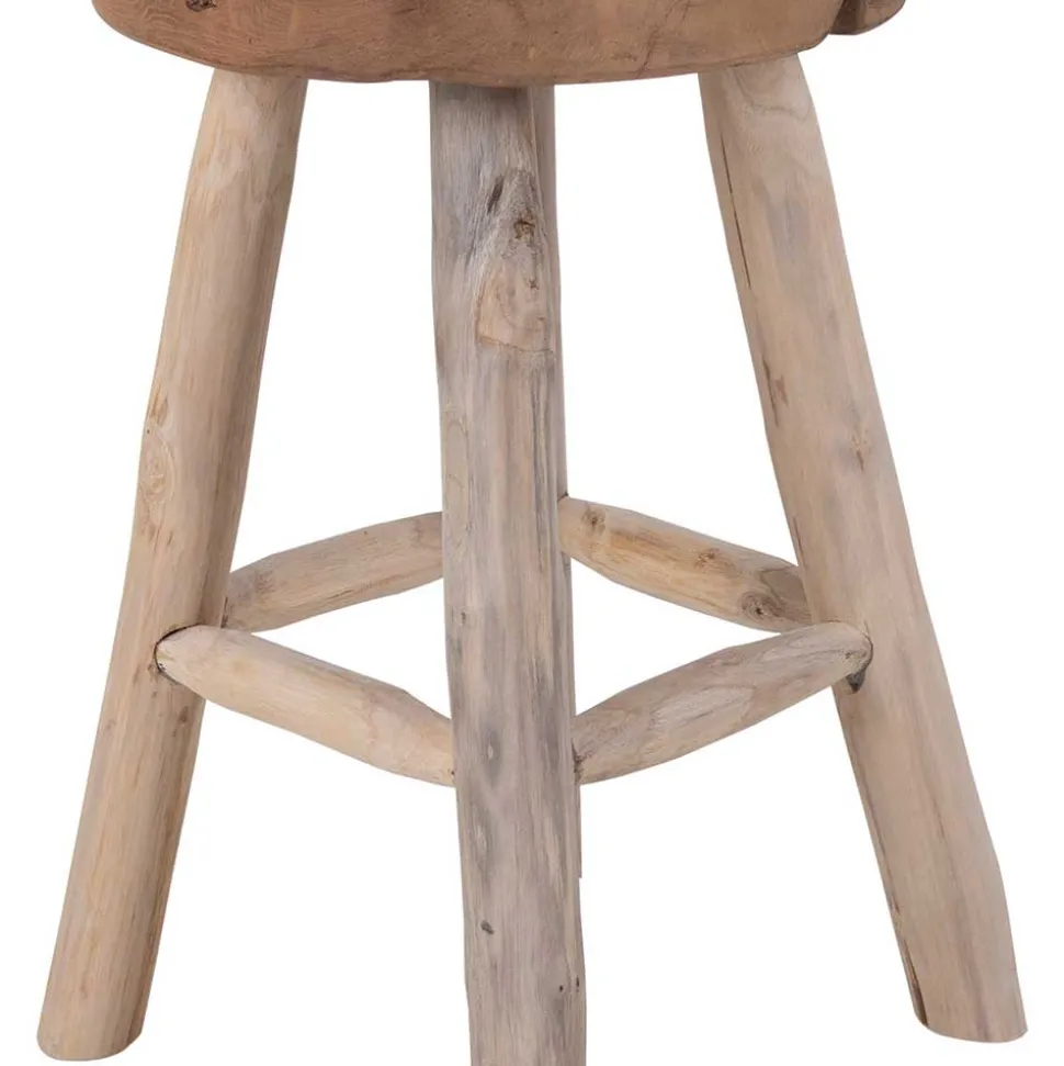 Rustikaler Holzhocker aus Teak Massivholz - Isabelona